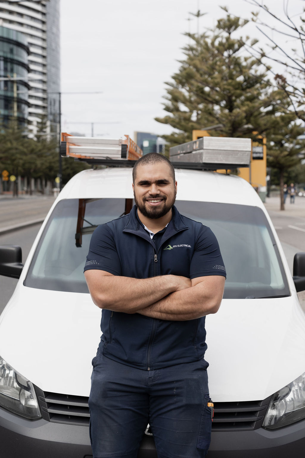 JEN Electrical professional team in modern office with certifications and expertise